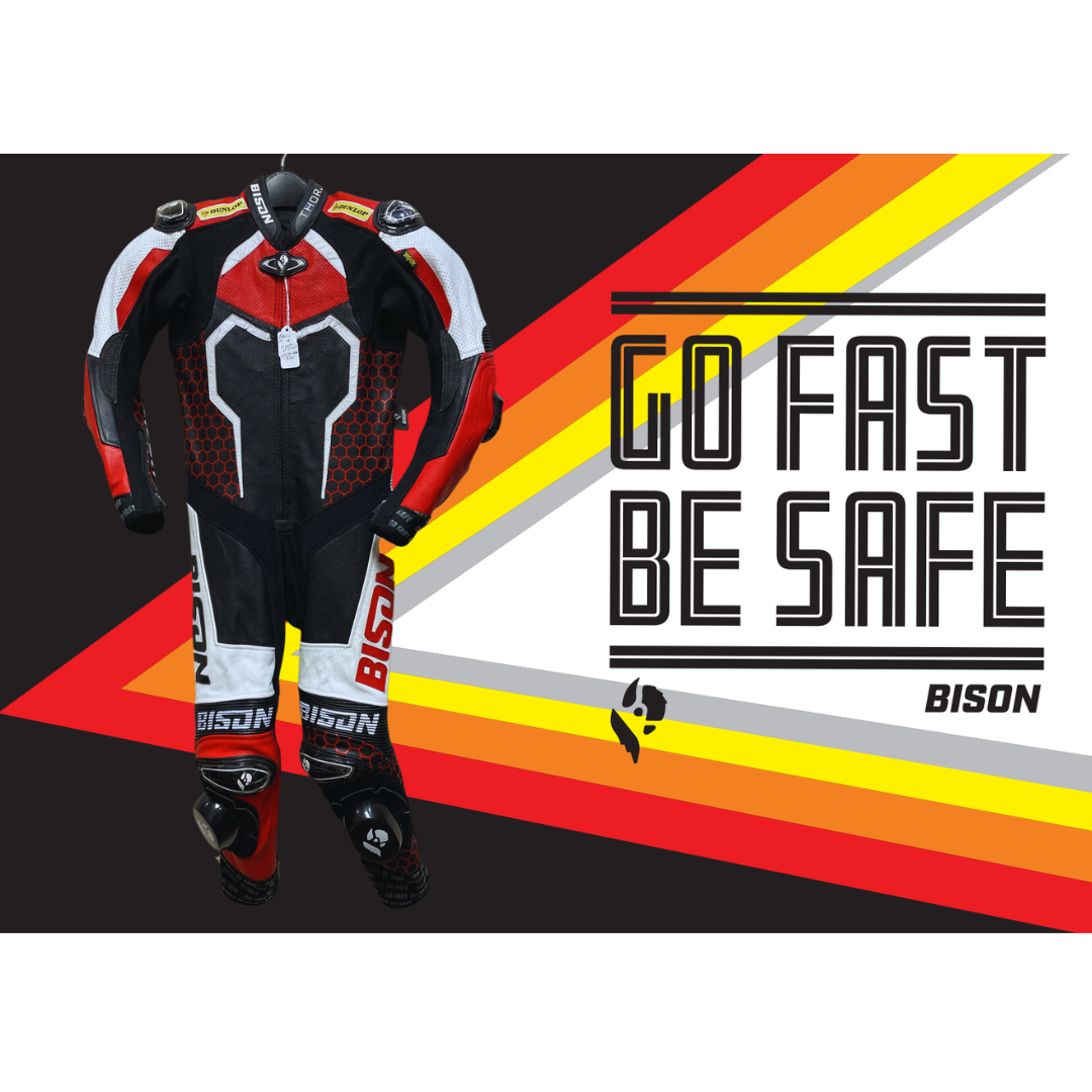 Bison Youth One Piece Cowhide Motorcycle Racing Suit