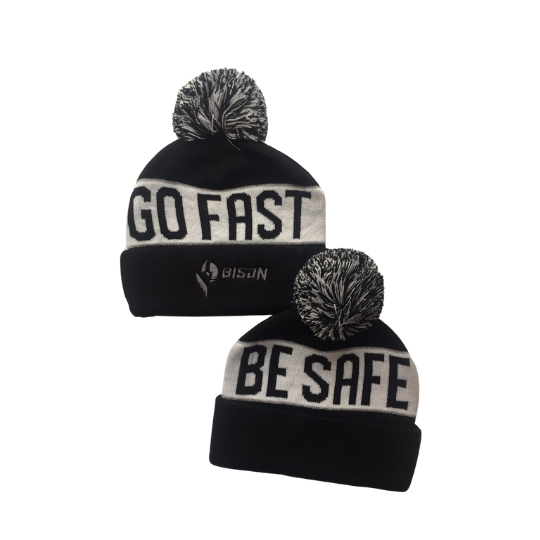 Bison Go Fast, Be Safe Pom Beanies